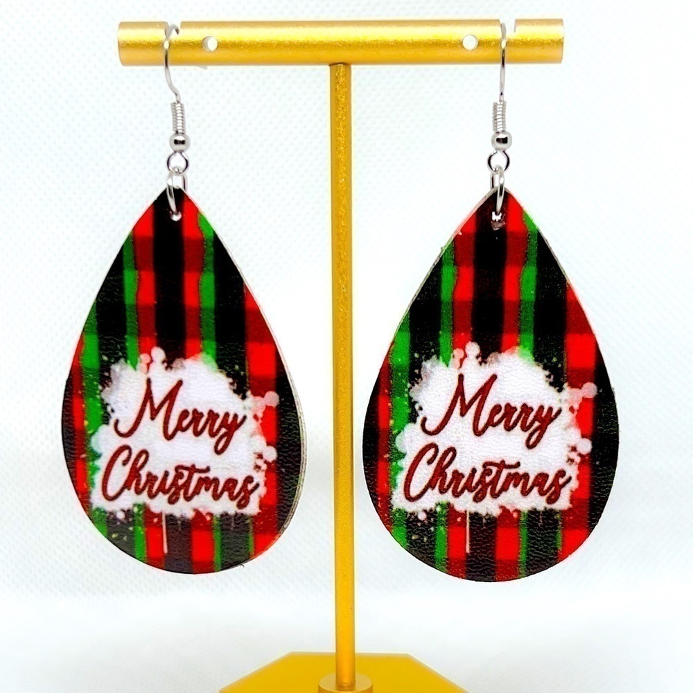 Merry Christmas Tear Drop Earrings